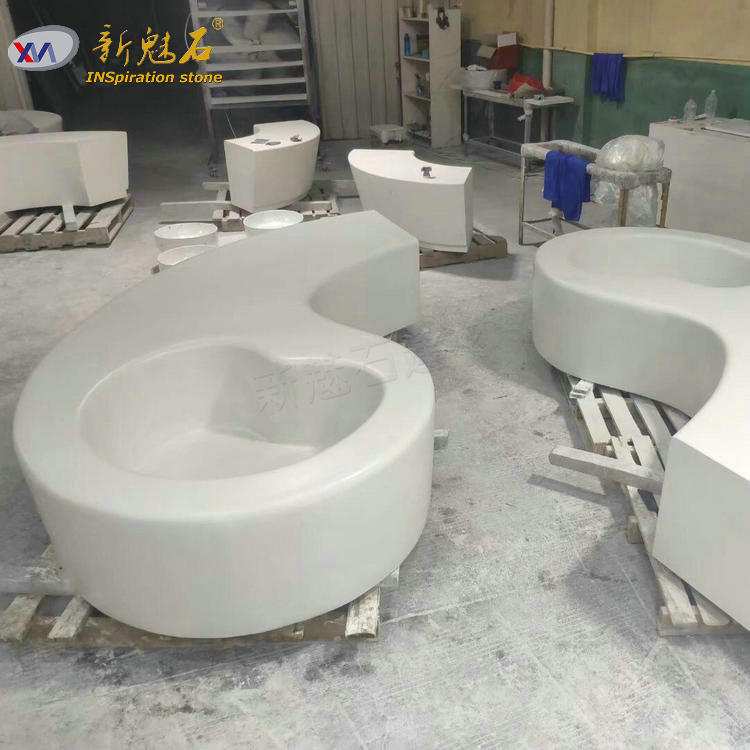 大颗粒水磨石长椅园林凳公共场所休息区grc预制混凝土座凳空心凳