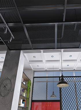 复墙古工业风铁网格网墙菱形铁网网丝铁艺网片屏风YYY隔断铁艺格