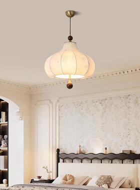 布艺吊灯复古花JER印花主卧洋吸顶灯南美式中古风实木衣间帽书房