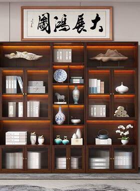 新中博式古架隔断茶室背景置隔DDP物架205年多宝阁商用断带灯2展