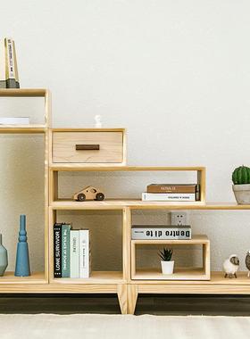 3RBSY柜实木子格柜自由组合客床头飘窗日厅式落地书架储物置物单