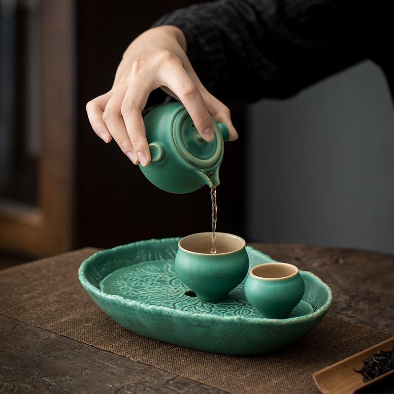 器日式壶承创一盘意用果盘插花粗陶蓄水干泡FTL多盘壶垫壶托储水
