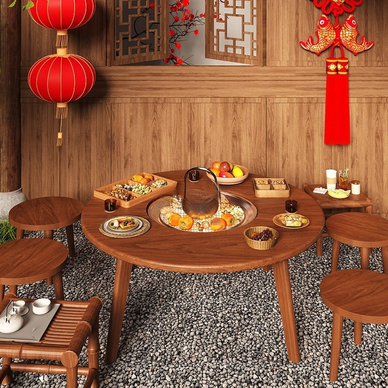 围炉煮茶碳炉烤火烧烤小圆桌