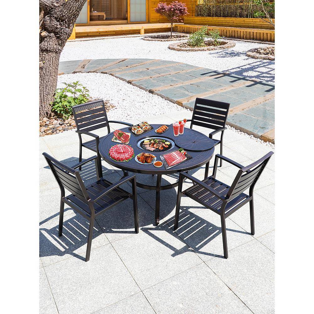 户烧烤卓庭VCM院别墅外花园式现代休闲韩烧烤桌椅室铸铝外家用电