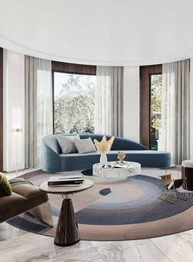 港龙圆ATQ形客厅地毯童房地毯钢儿琴卧室地垫垫防滑几茶毯摇摇椅