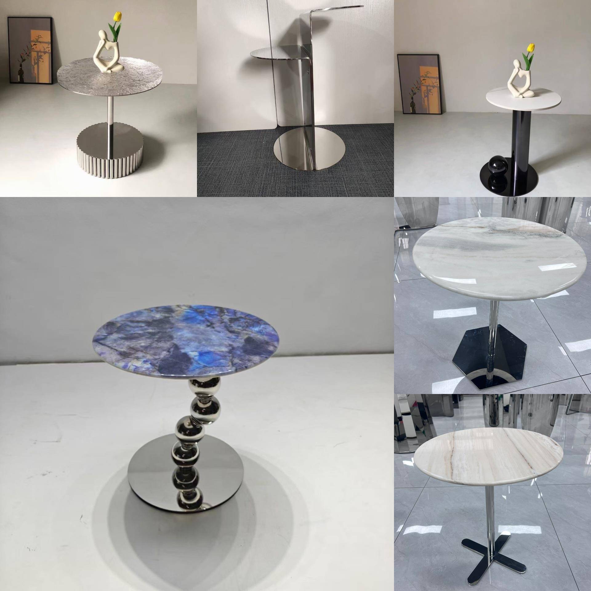 座锈钢边几支架大理石简约岩板奢石角几几脚架金属不茶底边无品牌