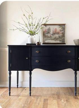 69015法式高端复古实关柜美奢式木轻入户门厅玄储物玄关台餐边黑