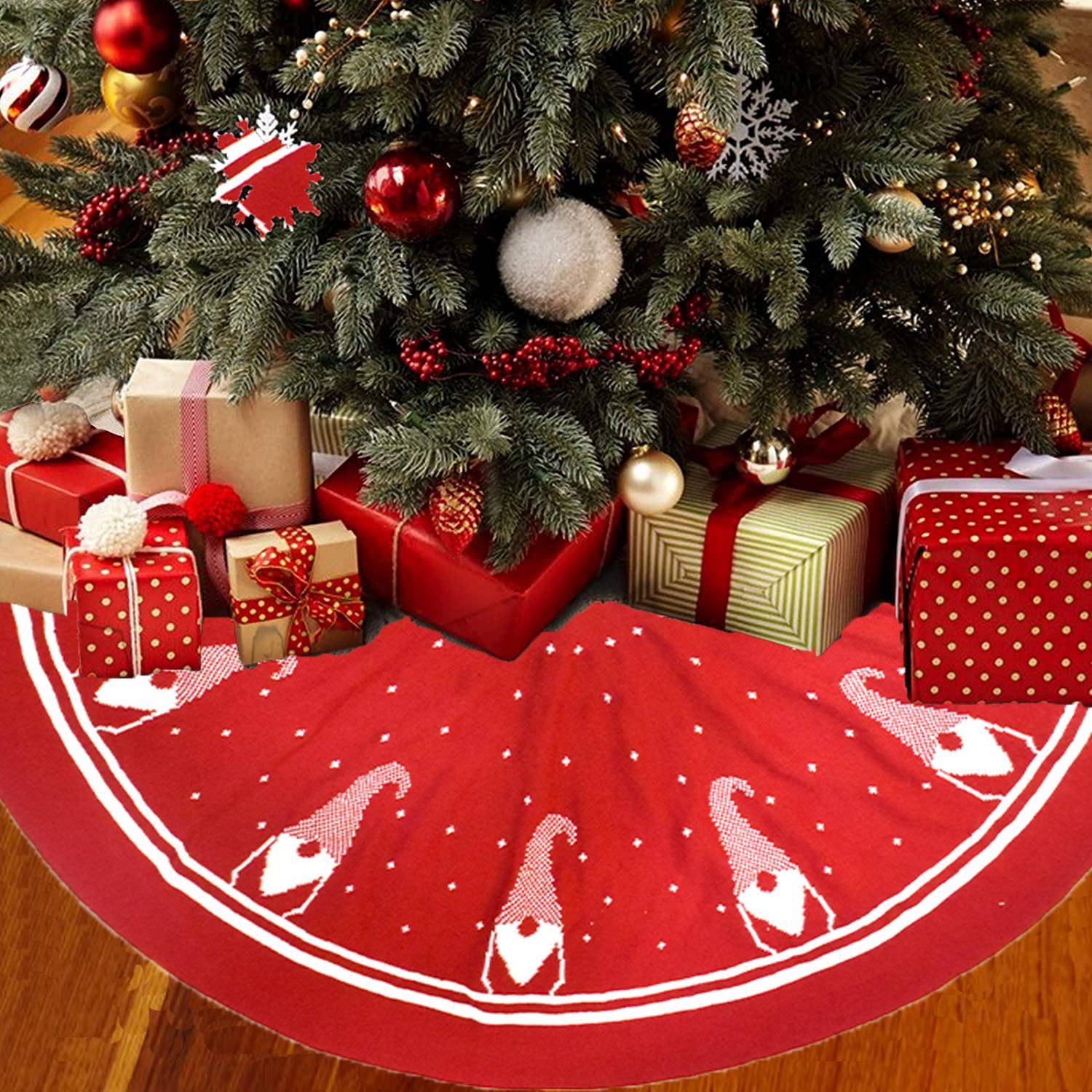 2案025新款圣诞树裙无针织脸娃娃图红圣白双面可用诞树底XLF围裙