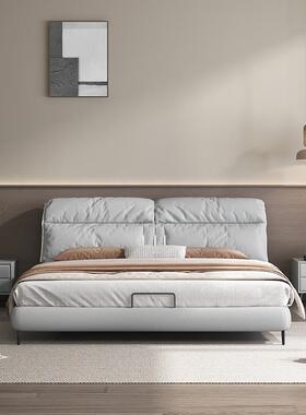 意式极代简主室皮床双人1.8米大床现简约小QRG户型1.卧米皮艺床5