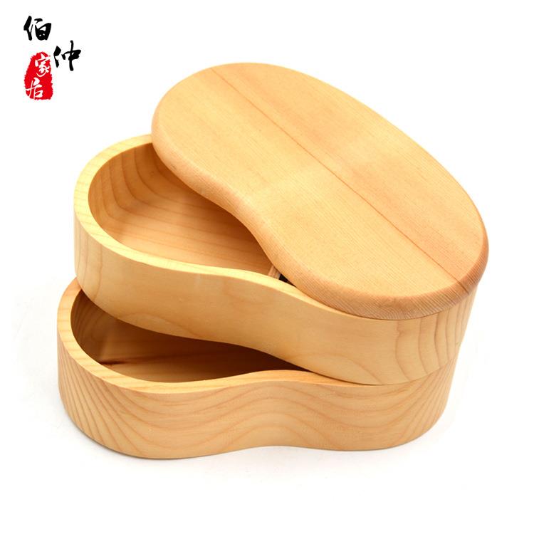 品环新原木日式饭保盒盒学生便携式分格双层便当无品牌/送绑带