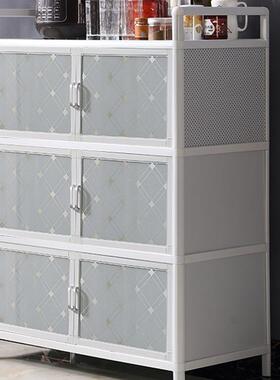 铝金边柜家用厨房碗柜简储物柜TOU茶合水易柜多餐层经济型不锈钢p