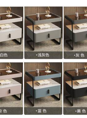 式玻璃铁现艺床头柜用卧室2025新款意家轻奢感主卧简约AL102378代
