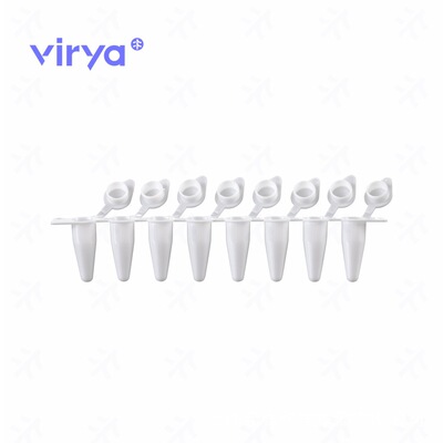 Virya 0.1mLPCR 8联排管连盖 管盖一体透明色pcr管8连管 3312123