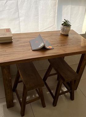 木老榆木大AXG板桌实原古餐桌简木约长桌复茶桌家用书桌电脑桌定