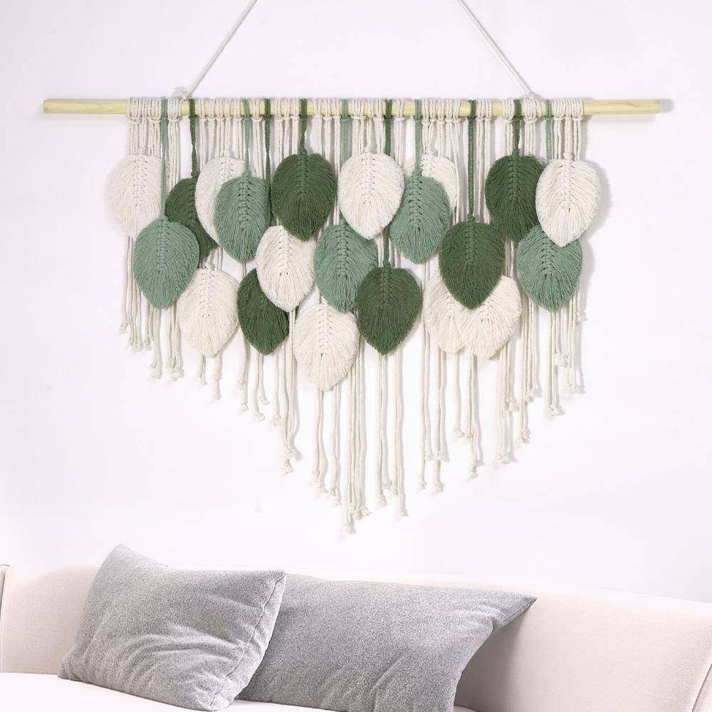 树挂毯叶工厅书房客家具墙无品牌/壁装饰彩色手叶子棉绳编织挂毯