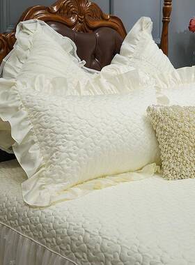 EQF轻奢床单BCZ床裙款单纯棉床防罩尘白色公主风蕾丝加厚欧4件式