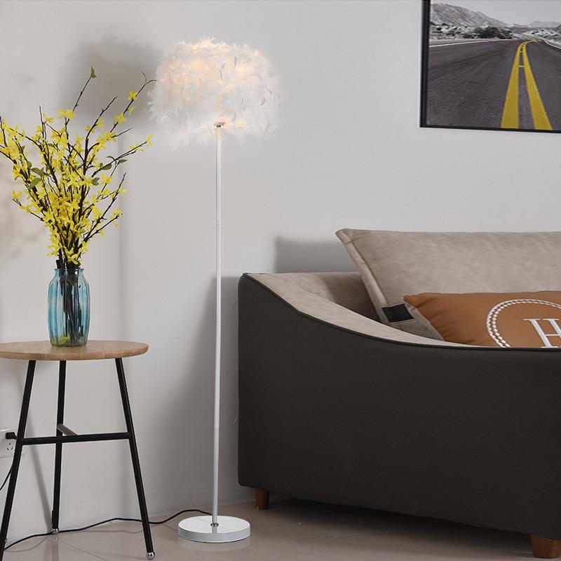 羽毛灯落地现代简约l床eGMLD-200d灯客厅卧室头托盘式立台灯
