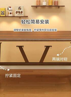 餐椅组合小餐户型家用长方形桌椅用早餐桌BCW商店桌椅快餐店铁牛