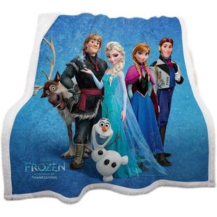 冰OBM雪奇缘艾莎公双主毛毯面莎水晶绒午爱睡休盖毯女孩幼儿园午