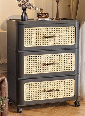 ?斗柜客厅约简WIT古风黑色藤编抽屉储物柜靠墙款五中斗柜床窄头收