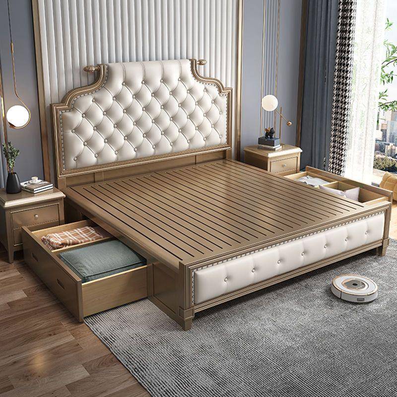 美式实木1.8米轻简奢床现代约主婚床欧式大床网红储卧物软床RDR包