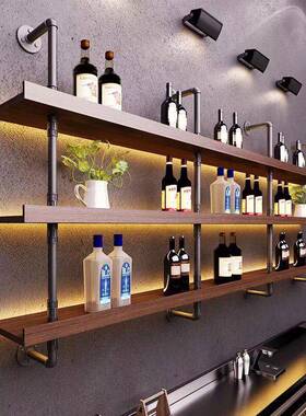 商酒网红酒吧音乐吧墙上红FVI架美式铁艺面铺店生态墙板置物架