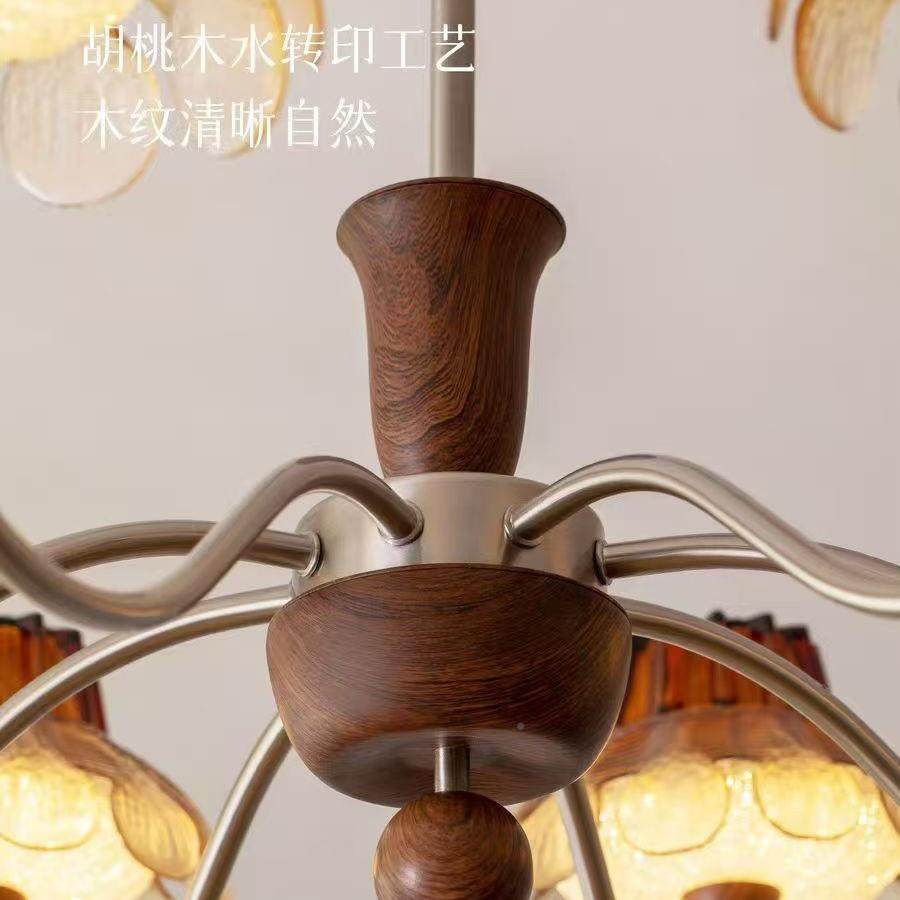 艺餐厅吊灯现古代复古古中三头护眼餐吊灯120胡桃木吧台法式复创