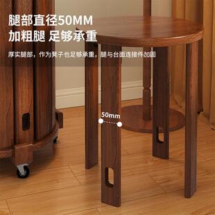 实木子家用可叠放组客厅餐桌12凳收凳纳新中凳式合木叠叠乐圆凳矮