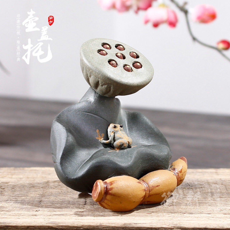 御轩宜兴紫砂壶盖托茶宠摆件