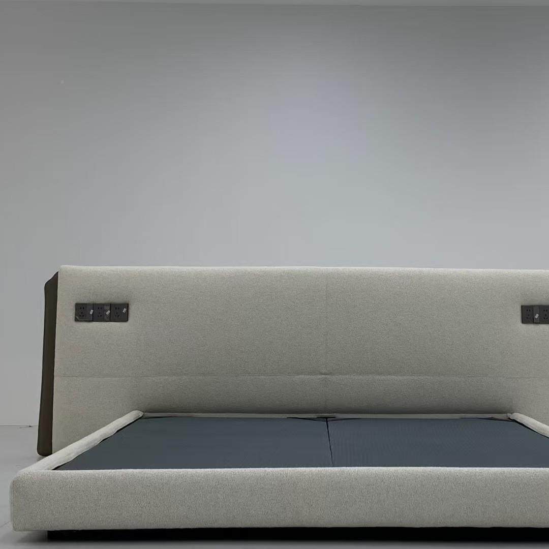 意式别布艺风床墅大平层主卧S001绒布双人床高端奢华奶油棉麻宽屏,住宅家具,布艺床,淘宝优惠券,粉丝福利购,淘宝优惠卷