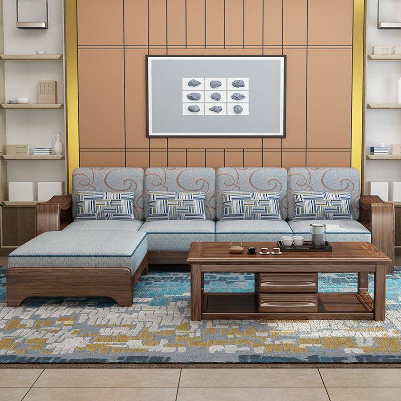 桃木沙发组式合全实木妃现代中式小户型贵RRR转角胡沙发新中客厅
