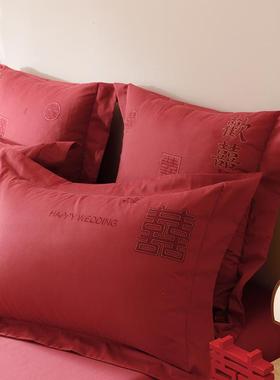 婚庆0四件套红色系结婚10S纯棉漫浪囍嫁百喜被套SY454408送上新人