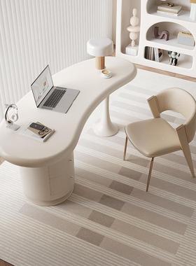 油风轻奢书桌代家用写小型简QHY约法式现异形烤漆办奶公桌字台电