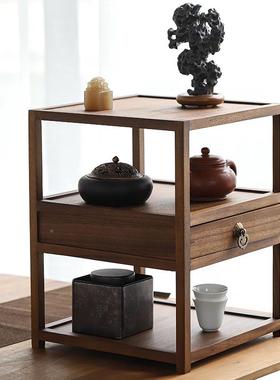 胡JINGDAO-茶桃木茶室实茶架桌面柜展木示架置装饰茶摆件普洱盒物