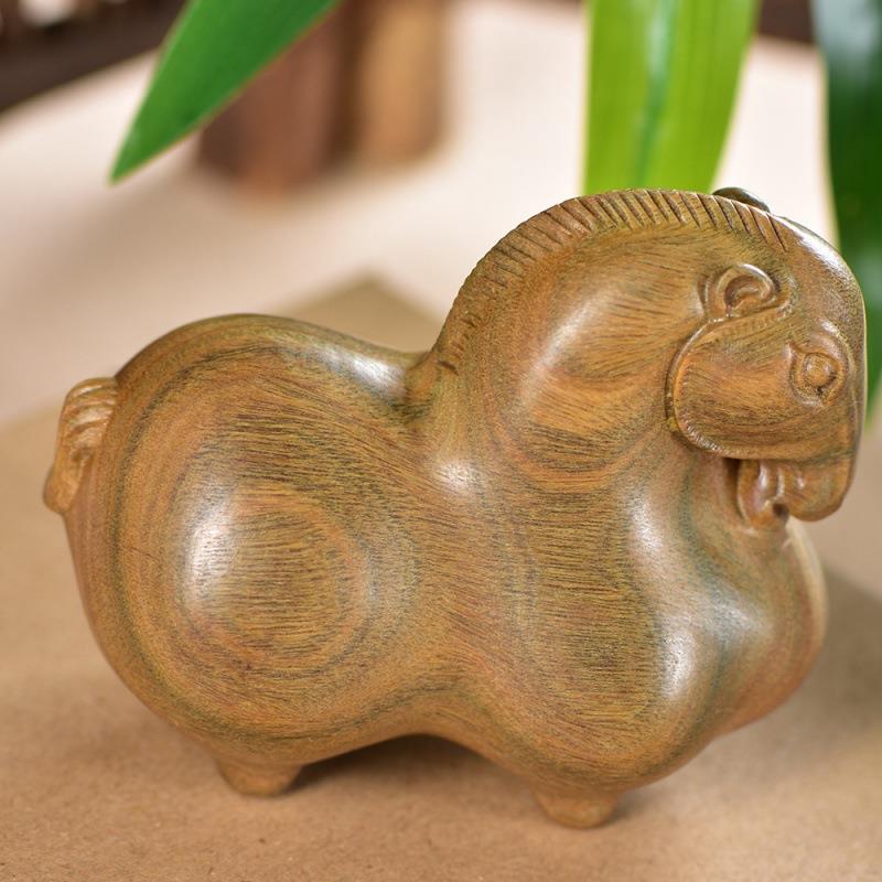 阿YDD根廷绿玩檀木雕唐公书桌办小摆件手把马件实木中式特色文工