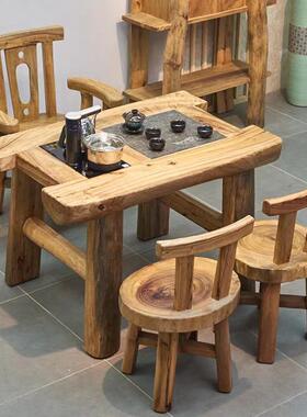 香木茶桌家用小台实木原生态民宿客茶樟厅小阳台型泡茶桌GXW椅组