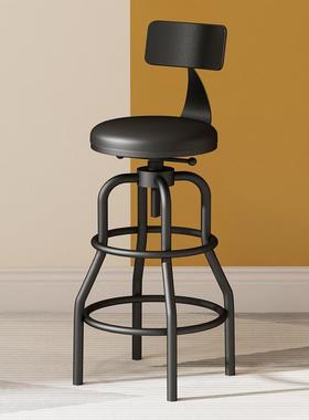 升吧台椅高脚凳铁艺家用约靠背降吧现代高椅子简酒44吧椅高凳脚椅