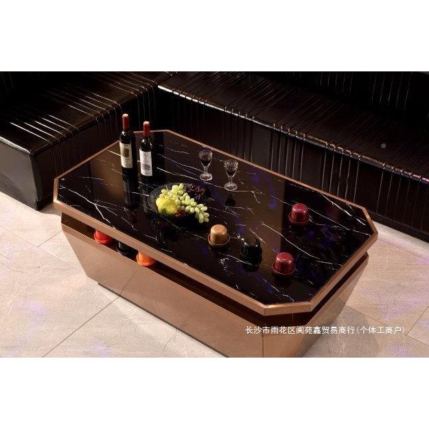 轻奢板KTV酒吧茶不大理石岩钢化LUF玻璃发几光卡座锈钢简约现代网