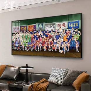 篮灌篮kt156手全家福挂画湘北队全国大赛房装饰画电竞高间卡通球