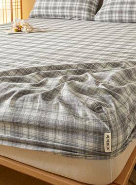 新款全棉水洗色织防水床亲笠件全包裹格棉子床垫保护套家用202411