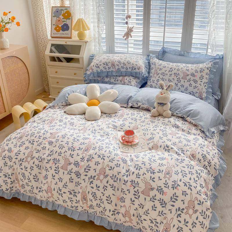 生新款加厚花毛边四件套学磨宿舍水洗棉被套WPE床单床上用品厂家