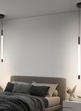 卧室床头小吊灯创意计师极简现50486代灯极简约长设条垂吊线具其