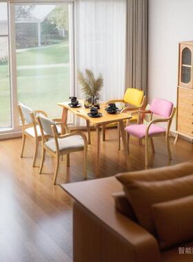 时尚简椅约手日式实家木曲木会议椅书房椅电脑靠背LSH扶养老院椅