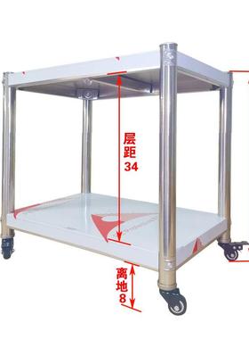 型带轮子锈收钢置物架两层万向轮厨房储物纳架落F97SS8TH不地多层