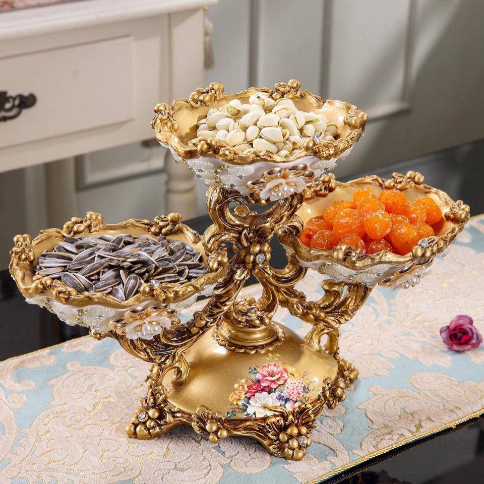 欧摆式果果盘套饰装多层家用干果水盘IWD客厅茶几件创意家居装品