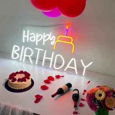 ayppybir饰thda霓虹灯英文字母LED灯LOS派对场景装h布置道具氛围