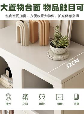 奶油风书柜落置物地架家用收客子厅靠墙纳展OGQ示柜洞穴柜矮柜格