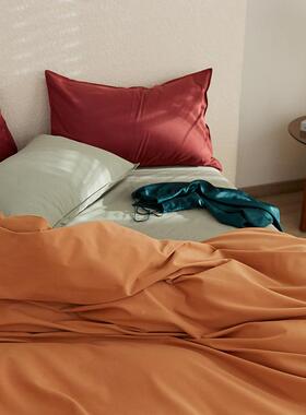 10支长绒棉套磨毛EL-0002四件秋冬加厚全棉磨纯色撞色床单0床笠毛