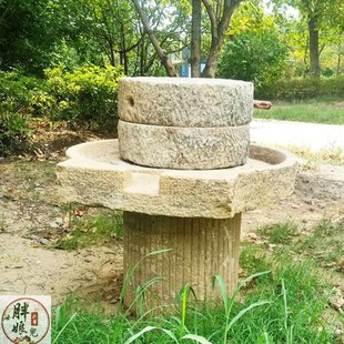 石磨老式旧石磨盘农村大号电动石磨子古代民俗手推石磨面粉机整套