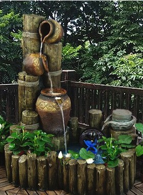 家居室内欧式入户流水喷泉招财盆景观客厅庭院公司艺品加湿器摆件